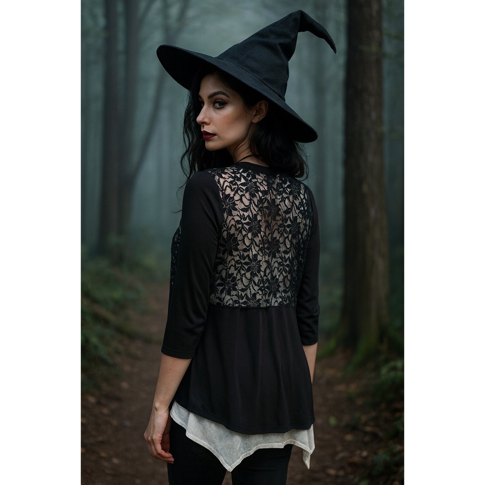 Whimisgoth Witchy Dark Fairycore‎ Holiday Black Lace Sequin 1X Open Front Shrug